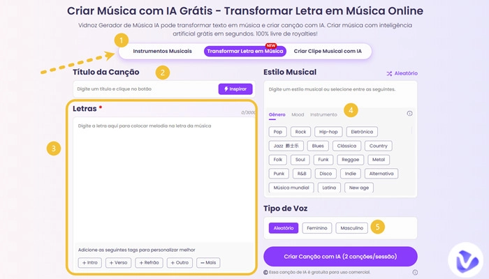 transformar letra em música ia