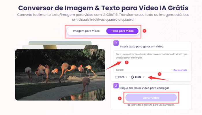 transformar texto ou imagem em vídeo