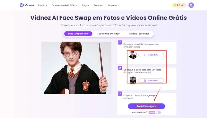 trocar rosto com avatar harry potter