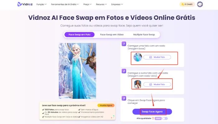 trocar rosto com princesa de disney com vidnoz