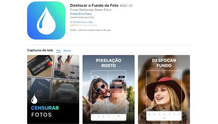 um dos melhores aplicativos de desfoque de fotos