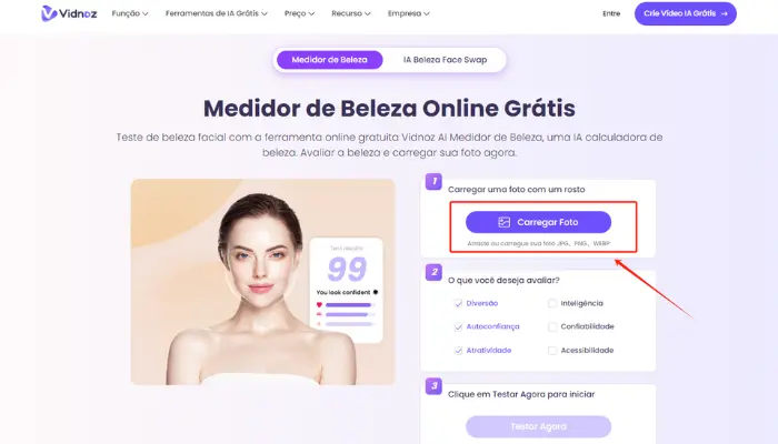 use medidor de beleza de vidnoz