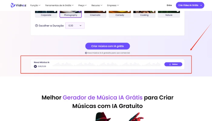 verifique a musica ia do vidnoz