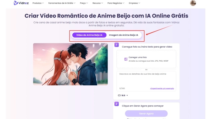 video e imagem de beijo em anime de vidnoz