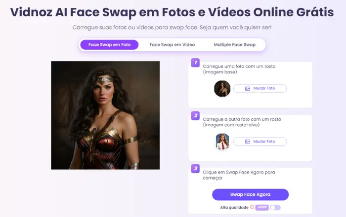 vidnoz ai face swap em fotos online gratuito