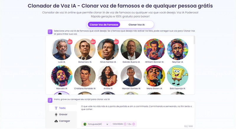 Vidnoz clonador de voz para fazer áudio com voz de outra pessoa