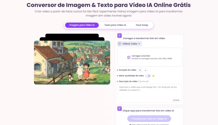vidnoz conversor de imagem para live video