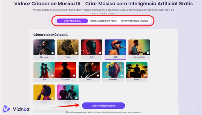 vidnoz criador de música ia