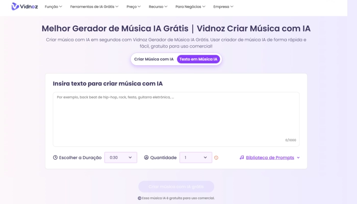 vidnoz criar ia musica