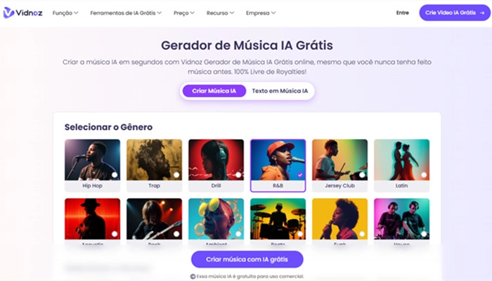 vidnoz criar musica com ia online grátis