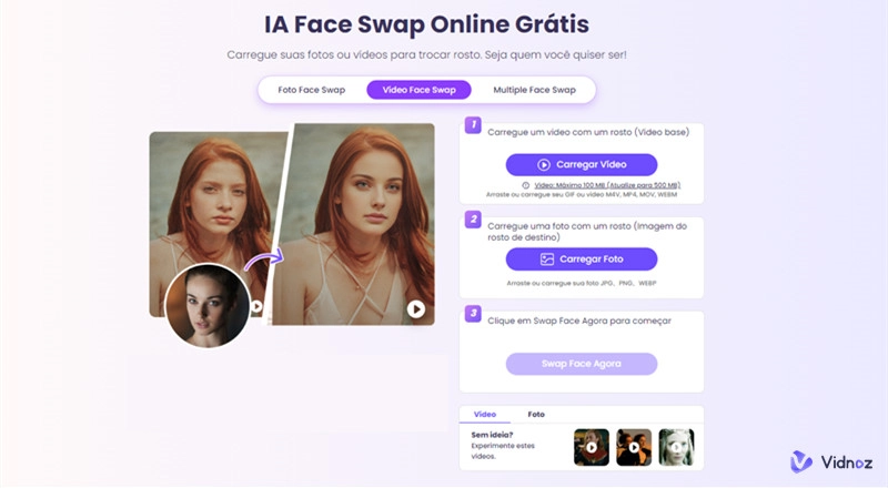 Vidnoz-face swap em vídeo