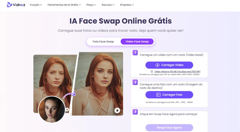 Vidnoz-face swap vídeo