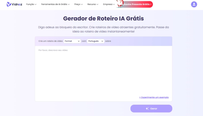 vidnoz gerador de roteiro ia esvrever