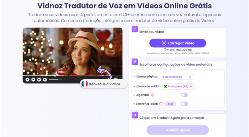 vidnoz-ia tradutor de voz em vídeo