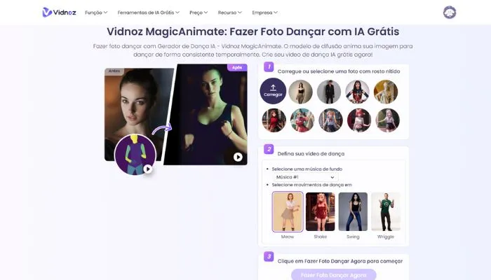 vidnoz magicanimate para fazer garfirld dancar