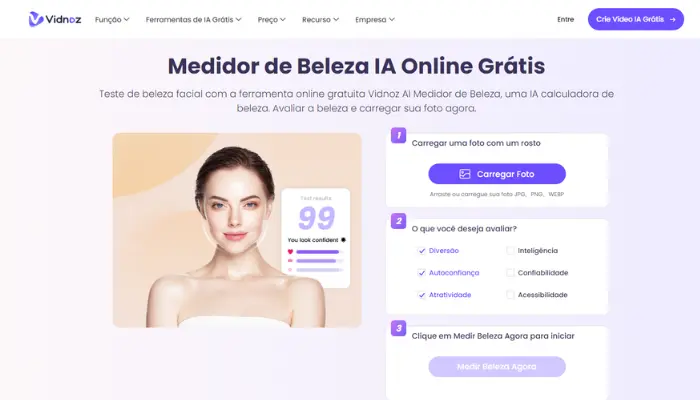 vidnoz medidor de beleza online gratis