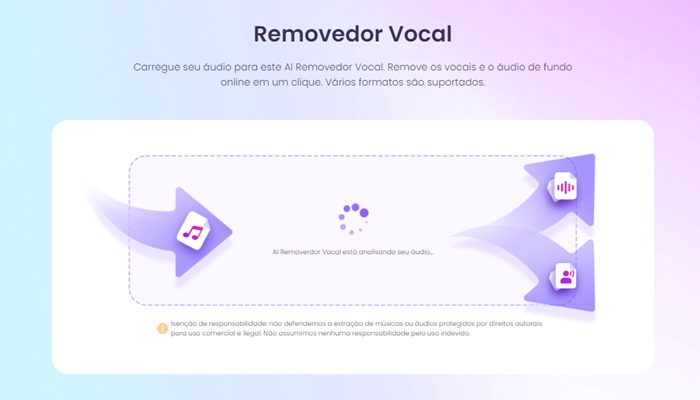 Vidnoz removedor vocal analisa áudio