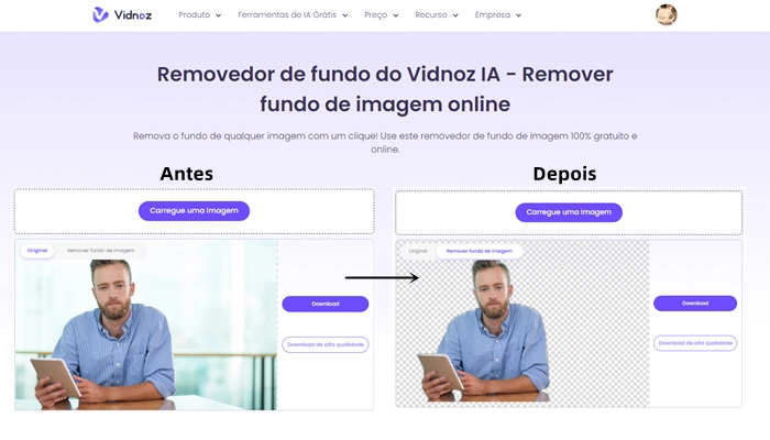 Vidnoz-remover fundo de imagem online