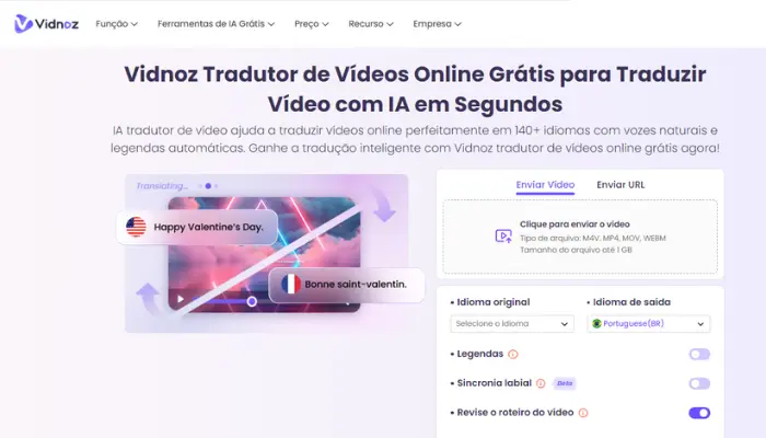 vidnoz tradutor de vídeo ia