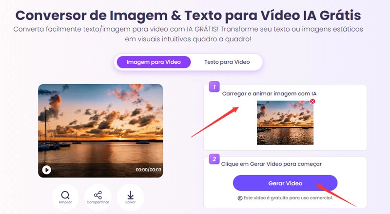 Vidnoz transformar imagem em vídeo ai