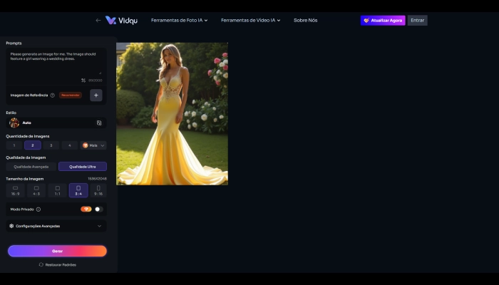vidqu ia gerar foto de noiva