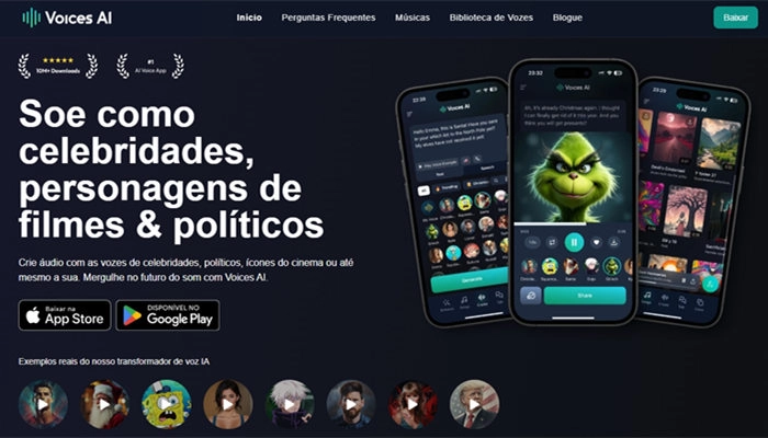 voices ai app para criar áudio com voz de celebridade