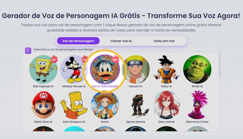 voz de personagem ia