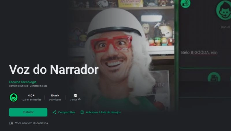 voz do narrador para mensagem de voz fake