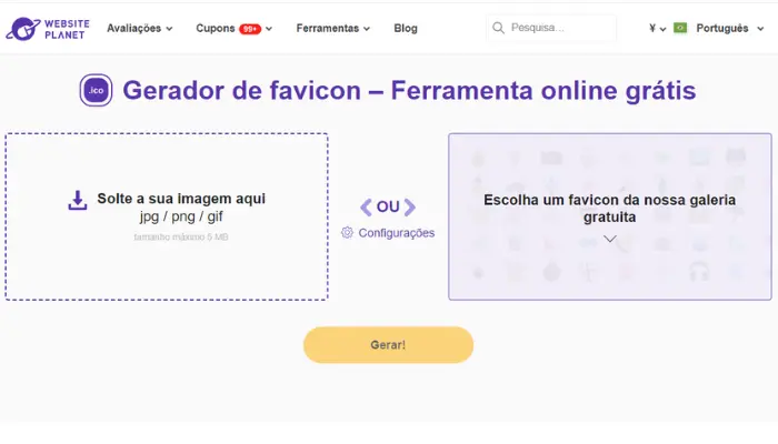 website planet para criar favicon online