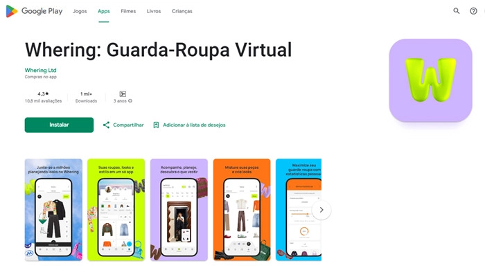 whering guarda roupa virtual